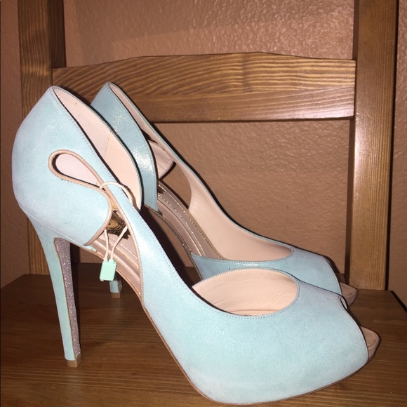Rene Caovilla Shoes - Rene Caovilla Blue Glitter High Heel Shoes